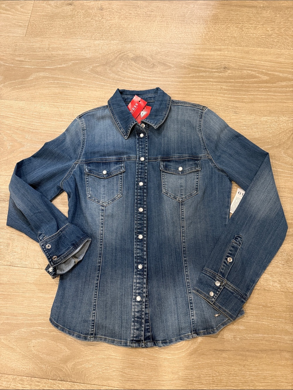 Denim Button-Up Shirt in Medium Blue